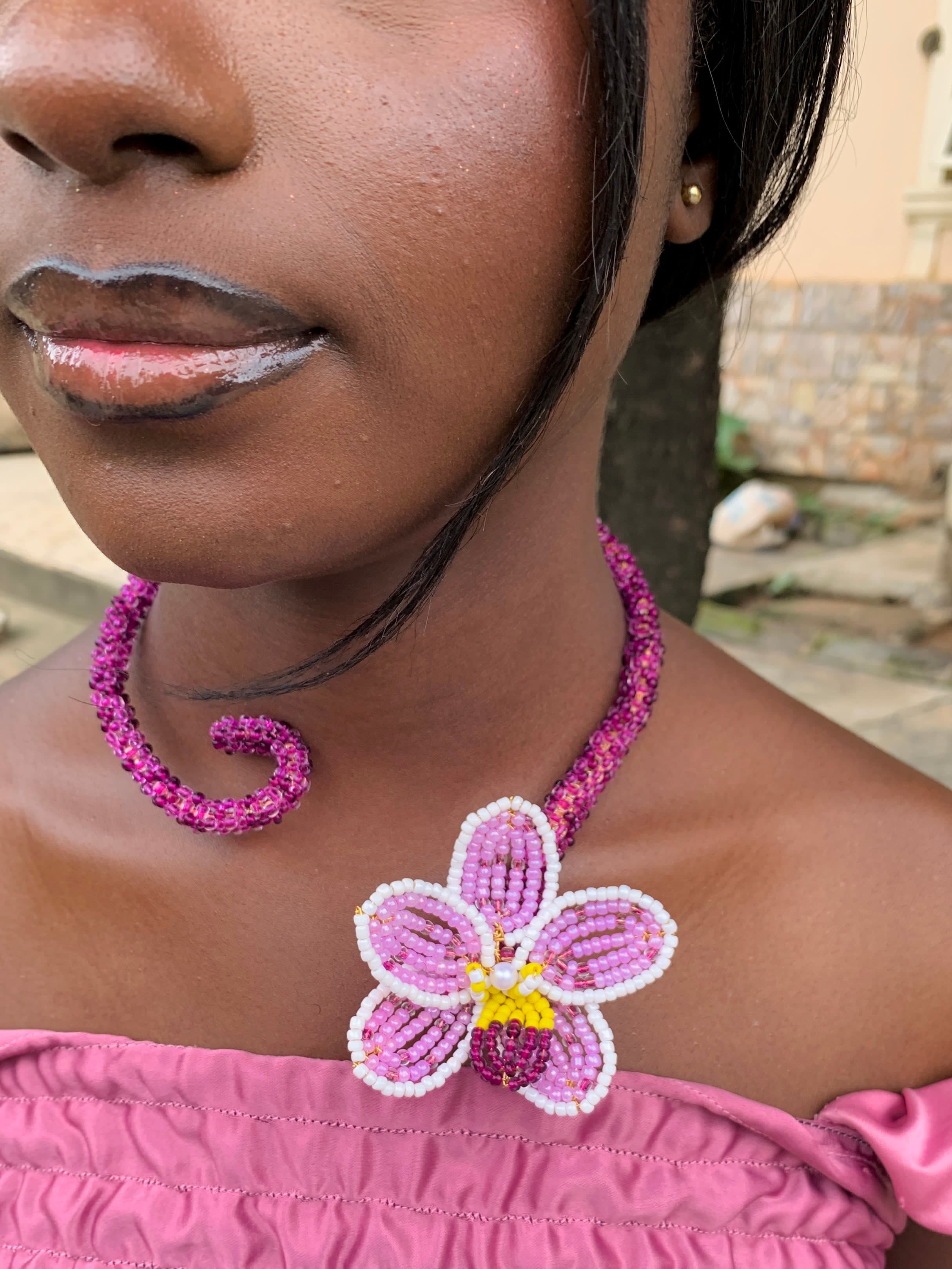 The Floral Whirl Necklace - ORCHID