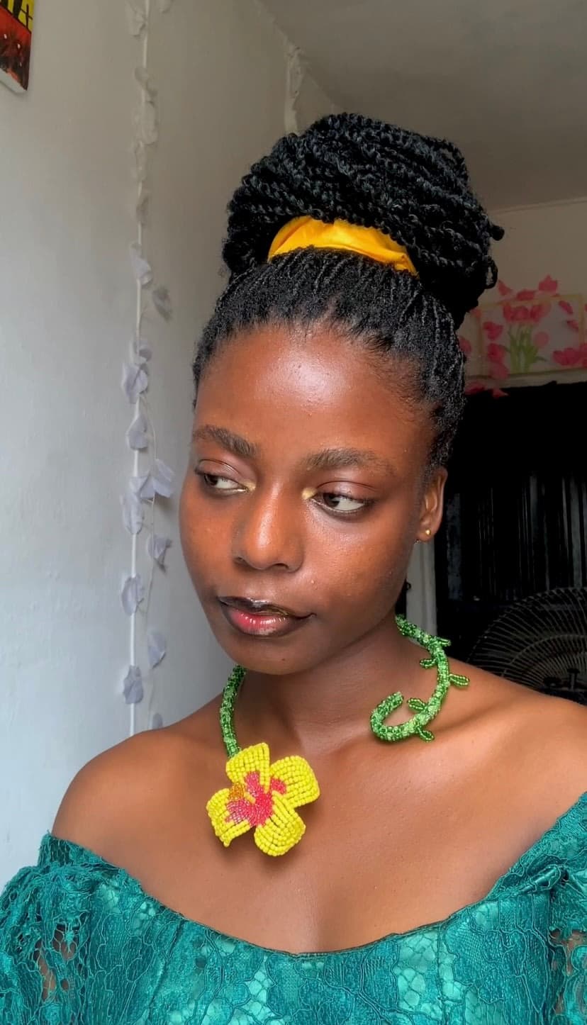 The Floral Whirl Necklace- Yellow Hibiscus 